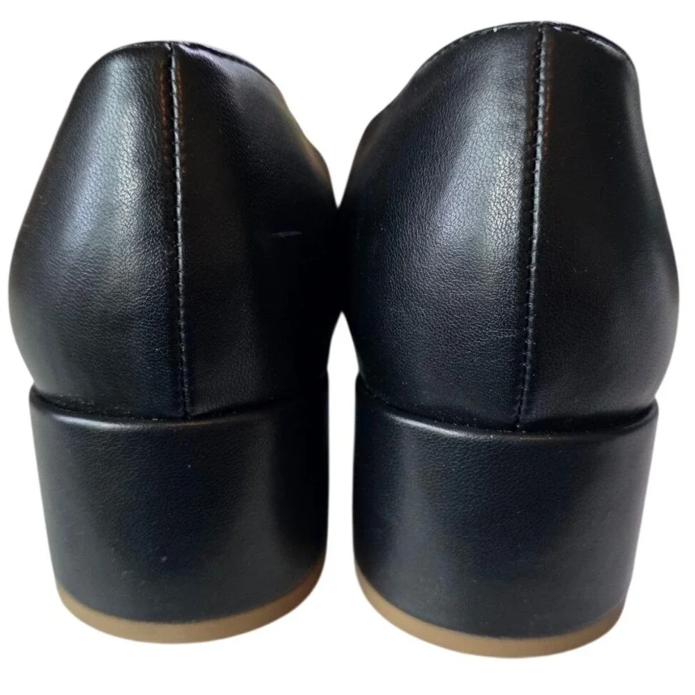 Liz Claiborne Faris Black Square Toe Block Heel Pumps 9.5 Wide Memory Foam